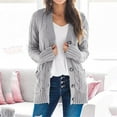 thumbnail image 1 of Abcnature Womens Boho Patchwork Cardigan Long Sleeve Open Front Knit Sweaters Coat Pockets Gray M, 1 of 6
