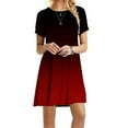 thumbnail image 1 of Abcnature Womens Crewneck Short Sleeve Loose Sundress Short Summer Flowy Casual T-Shirt Dresses with Pockets Gradient Mini Dress Wine XL, 1 of 5