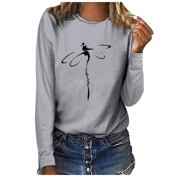 Abcnature Womens Crewneck Sweatshirts, Color Block Long Sleeve Sweaters, Casual Printing Loose T-shirt O-Neck Tops Gray XL
