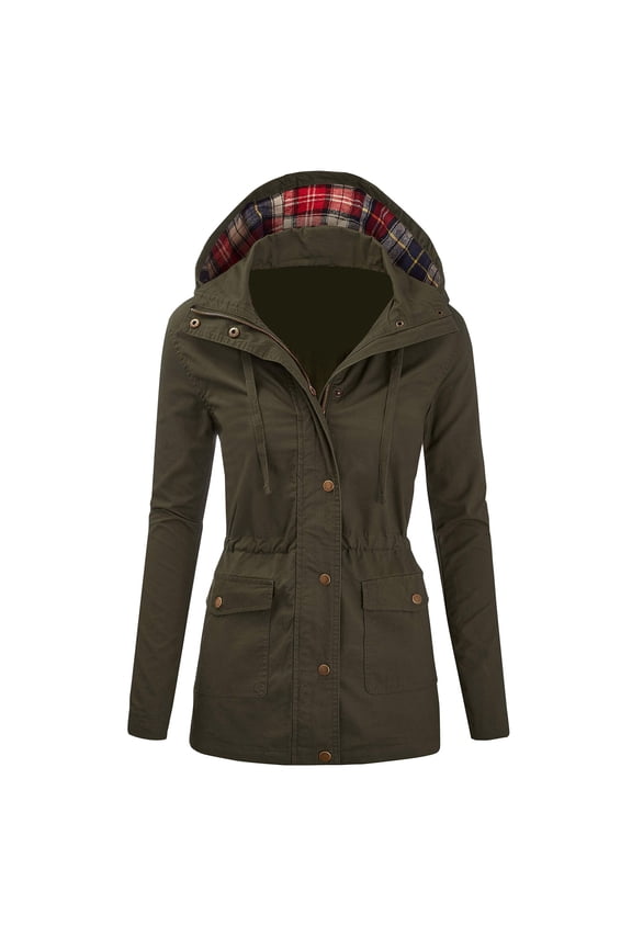 Womens Lapel Button Long Trench Jacket Ladies Overcoat Army Green XL