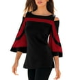 thumbnail image 1 of Abcnature Womens Leakage Pullover Shoulder Long Sleeve Sweatshirt Tops Blouse Sexy Shirt Red XL, 1 of 5