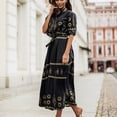 thumbnail image 1 of Abcnature Womens Maxi Dress Savings Clearance Deals, Women Retro Round Neck Short Sleeves Printed Dress, Plus Size Summer Casual Long Dresses, Wedding Guest Dresses Beach Party Dress Black L, 1 of 1