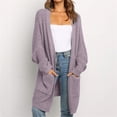 thumbnail image 1 of Abcnature Womens Patchwork Cardigan Long Sleeve Open Front Knit Sweaters Coat Pockets Purple XL, 1 of 5