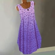 Abcnature Womens Summer Loose Sleeveless Vest T Shirt Blouse Boho Lace Tops Plus Size O-Neck Printing Vest Purple S