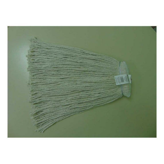 Abco Products CM-22024BKHP 24 oz 4-Ply Natural Cotton Metal Screw Type Headband Cut End Mop Head - Case of 6