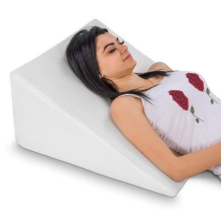 Abco Tech Bed Wedge Pillow | Hypoallergic Breathable Memory Foam |Back Pillow | Post Surgery Wedge Pillows Reduce Back Pain and Improve Sleep | Washable Cover | 12" Height White