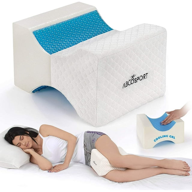 Abco Tech Memory Foam Knee Pillow Wedge Leg Pillow with Cooling Gel