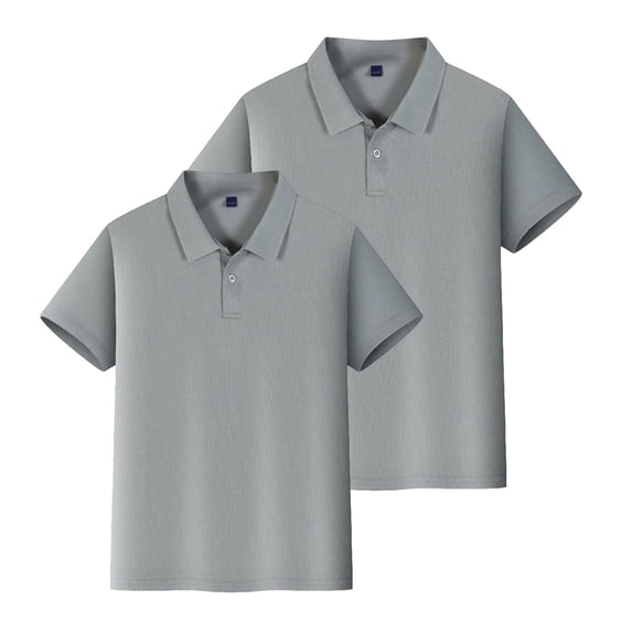 Abcomgle 2 Pcs Boys Polo Shirts Size 10-12 Short Sleeve Pique Polo Shirts for Boys Button Closure Solid Color Uniform Shirts for Boys Formal Collared Golf Shirts for Kid