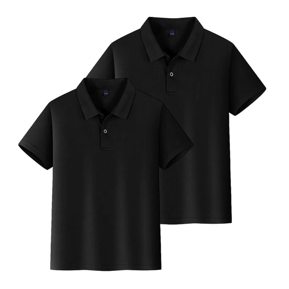 Abcomgle 2 Pcs Boys Polo Shirts Size 10-12 Short Sleeve Pique Polo Shirts Button Closure Solid Color School Uniform Shirts Breathable Collared Dress Shirts for Boys