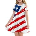 thumbnail image 1 of Abcomgle 4th Of July Dress for Toddler Girls American Flag Graphic Patriotic Dresses Casual A-Line Cold Shoulder Midi Dress Cute Swing Independence Day Sundresses for Kids Girls 11-12 Years, 1 of 4