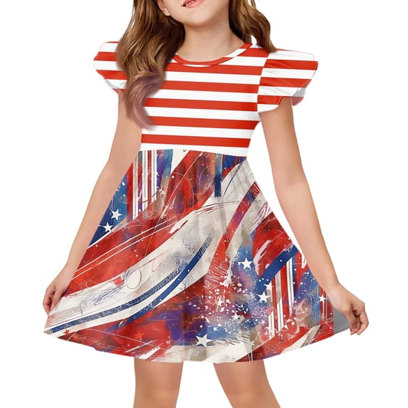Abcomgle 4th Of July Dress for Toddler Girls Stars Stripe Patriotic ...