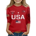 thumbnail image 1 of Abcomgle 4th Of July T Shirts for Toddler Girls 3/4 Sleeve Patriotic Tops Crew Neck Dressy USA Flag Graphic Tshirt Holiday Party Independent Day Tee Shirts,Red,3-4Years, 1 of 4