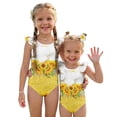 thumbnail image 1 of Abcomgle Baby Girl Swimsuit Ruffled Stretchy One Piece Swimsuits for Little Girls Cute Sunflower Print Bathing Suits for Girls, 1 of 7