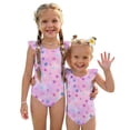 thumbnail image 1 of Abcomgle Baby Swimsuit Girl Stretchy One Piece Swimsuit for Girls Cute Gradient Stars Ruffled Bathing Suits for Girls, 1 of 7
