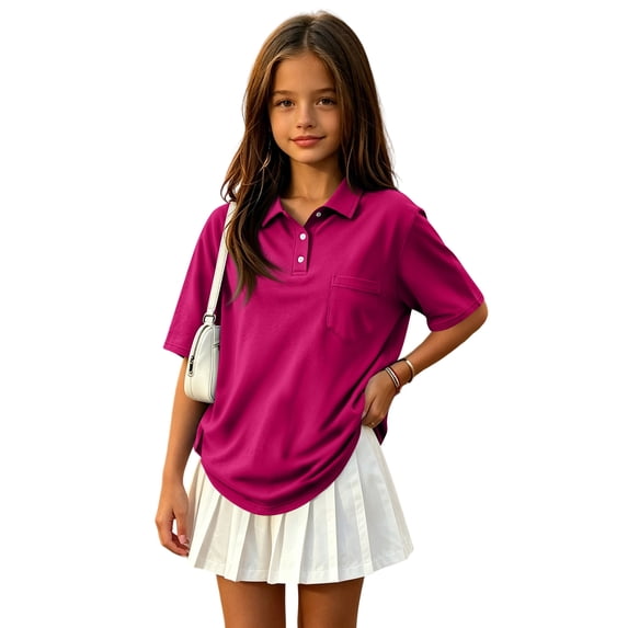 Abcomgle Black Polo Shirt Boys 10-12 Short Sleeve Polo Shirt Button Closure Solid Color School Uniform Basic Collared Dress Shirts for Boys