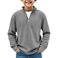 thumbnail image 1 of Abcomgle Boys 1/4 Zip Pullover Fashion Textured Kids Pullover Sweatshirts Stand Collar Long Sleeve Boys Sweater Lightweight Boys Fall Shirts,5-6Years,Light Gray, 1 of 4