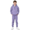thumbnail image 1 of Abcomgle Boys 2 Piece Outfits Size 10-12 Fleece Half Zip Long Sleeve Girls Zip Up Hoodie and Athletic Sports Pants for Girls Active Boys Tracksuit,11-12 Years,Light Purple, 1 of 9