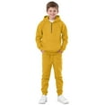thumbnail image 1 of Abcomgle Boys 2 Piece Outfits Size 14-16 Fleece Half Zip Long Sleeve Girls Zip Up Hoodie and Athletic Jogger Hooded Boys Two Piece Outfit,9-10 Years,Yellow, 1 of 9