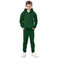 thumbnail image 1 of Abcomgle Boys 2 Piece Outfits Size 14-16 Fleece Half Zip Long Sleeve Sweatshirts and Athletic Sports Pants for Girls Hooded Boys Two Piece Outfit,5-6 Years,Dark Green, 1 of 9