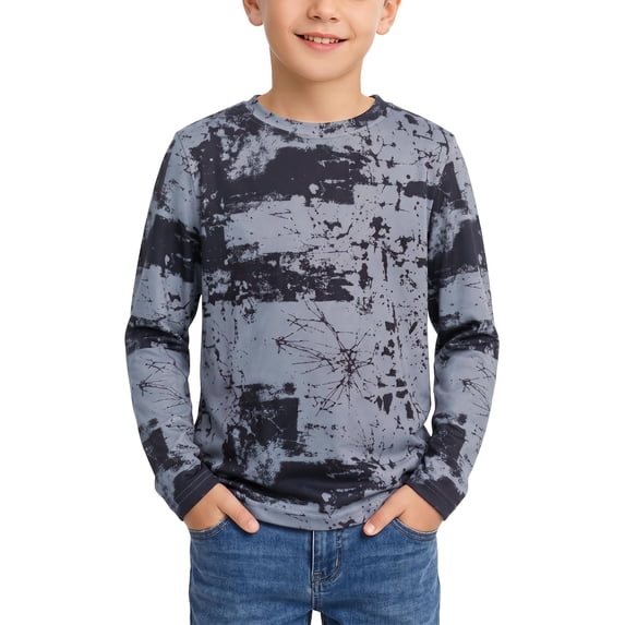 Abcomgle Boys Long Sleeve Shirts 7-8 Crewneck Fall Tee for Boys Casual Basic Top for Boys Fashion 3D Print Boys Tee Tops