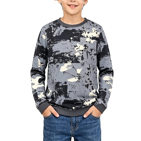 Abcomgle Boys Long Sleeve T Shirts Size 6-7 Athletic Camo Crewneck T-Shirts for Boys Winter Basic Top for Boys Soft Layering for Boys