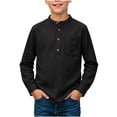 thumbnail image 1 of Abcomgle Boys Long Sleeve Tops 10-12 Button Up Cotton Linen Henley T Shirts for Boys Winter Basic Top for Boys Lightweight Boys Sweatshirts, 1 of 4