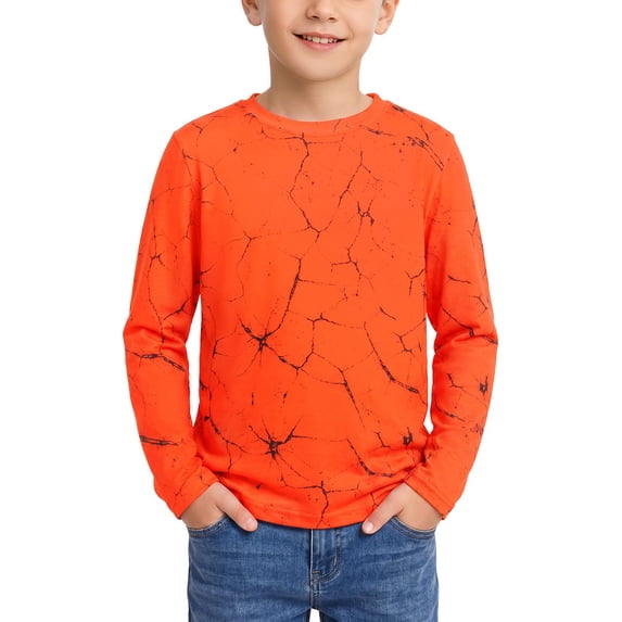 Abcomgle Boys Long Sleeve Tops 10-12 Casual 3D Print Crewneck Shirts for Kids Boys Fall Basic Boys Tops Cotton Boys Shirts