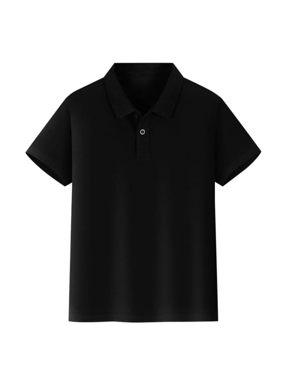 Boys Polo Shirts Size 10-12 Short Sleeve Pique Back to School Clothes Button Closure Solid Color School Uniform Shirts Summer Collared Tshirts for Kids Boys