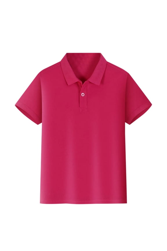 Boys School Uniform Shirts Size 10-12 Short Sleeve Pique Polo Shirts Button Closure Solid Color School Uniform Shirts Comfortable Collared Performance Back to School Clothes
