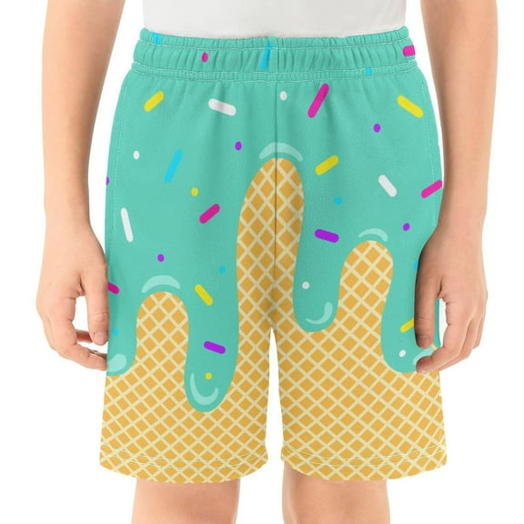 Abcomgle Boys Swim Trunks Size 10-12 Quick Dry Boys Swim Shorts Cute Ice Cream Drip Graphic Swimwear for Boys Summer Casual Athletic Youth Boys Swim Trunks 9-10 Years,Green