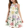 thumbnail image 1 of Abcomgle Cute Sundresses Dresses for Girls 10-12 Casual Halter Neck Sleeveless Midi Dress Floral Print Sundresses A-line Swing Basic Dresses 3-4 Years,Beige, 1 of 7