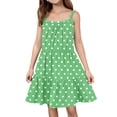 thumbnail image 1 of Abcomgle Cute Sundresses Dresses for Girls 10-12 Casual Spaghetti Strap Sleeveless Cami Dress Polka Dot Sundresses Summer A-Line Tiered Dresses for 6-14 Years,Army Green, 1 of 6