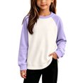 thumbnail image 1 of Abcomgle Cute Sweatshirts for Girls 10-12 Loose Crewneck Raglan Long Sleeve Girls Pullover Top Drop Shoulder Colorblock Sweaters for Teen Girls Fall Clothing for Teen Girls, 1 of 5