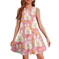 thumbnail image 1 of Abcomgle Easter Dresses for Girls 10-12 Cute Bunny Daisy Print T Shirt Dresses for Girls A-Line Sleeveless Dress Outfits Crewneck Twirly Dress Clothes for Girls,Pink,7-8Years, 1 of 5