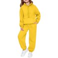 thumbnail image 1 of Abcomgle Girls 2 Piece Outfits Size 10-12 Oversized Half Zip Hooded Hoodies and Athletic Sweatpants Hooded Tracksuit Set Kids, 1 of 8