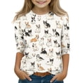 thumbnail image 1 of Abcomgle Girls 3/4 Sleeve Shirts 7-8 Crewneck 3/4 Sleeve Dog Graphic Tops Summer Trendy Cotton Tshirt Cute Girls Blouse, 1 of 5