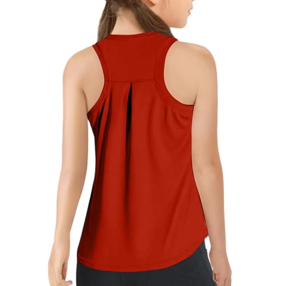 Abcomgle Girls Athletic Tank Top Size 10-12 Summer Racerback Sleeveless Tanks for Girls Sports Solid Workout Shirts for Girls