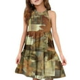 thumbnail image 1 of Abcomgle Girls Beach Dress Casual Halter Neck Sleeveless Midi Dress Camo Maple A-line Sundresses Swing Holiday Dresses 3-4 Years,Brown, 1 of 7