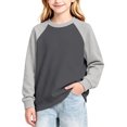 thumbnail image 1 of Abcomgle Girls Crewneck Sweatshirt Loose Colorblock Raglan Long Sleeve Girls Pullover Sweatshirt Sweaters for Teens Fashion Winter Clothes for Tween Girls, 1 of 4
