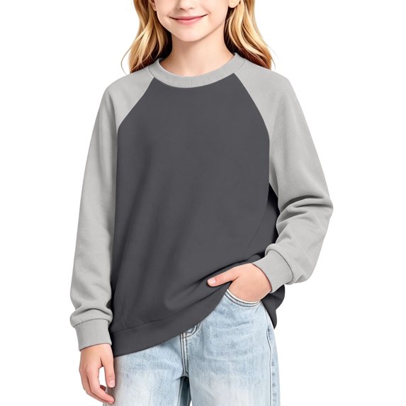 Abcomgle Girls Crewneck Sweatshirt Loose Colorblock Raglan Long Sleeve Girls Pullover Sweatshirt Sweaters for Teens Fashion Winter Clothes for Tween Girls