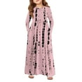 thumbnail image 1 of Abcomgle Girls Dresses Size 10-12 Casual A-Line Long Sleeve Girls Long Dresses Striped Crew Neck Sundresses Loose Swing Dresses with Pockets,Pink, 1 of 5