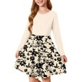 thumbnail image 1 of Abcomgle Girls Fall Dress Size Kids Casual A-Line Long Sleeve Girls T-Shirt Dresses Vintage Floral Print Crew Neck Girls Skater Dress Basic Swing Dresses for 4-14t Kids 9-10 Years,Khaki, 1 of 5