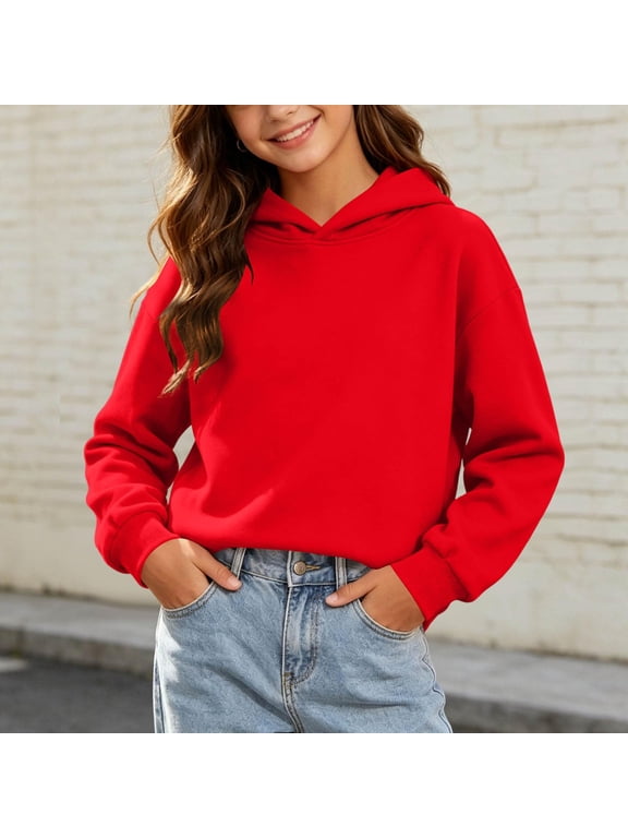 Girls' Fashion Hoodies & Sweatshirts Cute Casual Hooded Sweatshirts for Teen Girls Fleece Long Sleeve Girls Pullover Top Y2k Winter Clothes for Tween Girls
