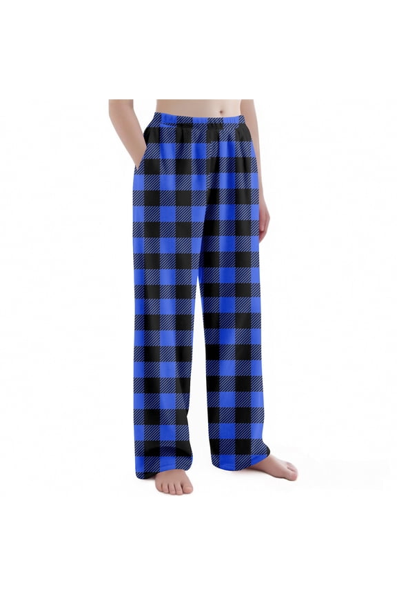 Girls Flannel Pajama Pants Size 7-8 Fleece Plaid Kids Pajamas Fall Elastic Waist Pj Pants for Girls Cotton Christmas Sweatpants with Pockets
