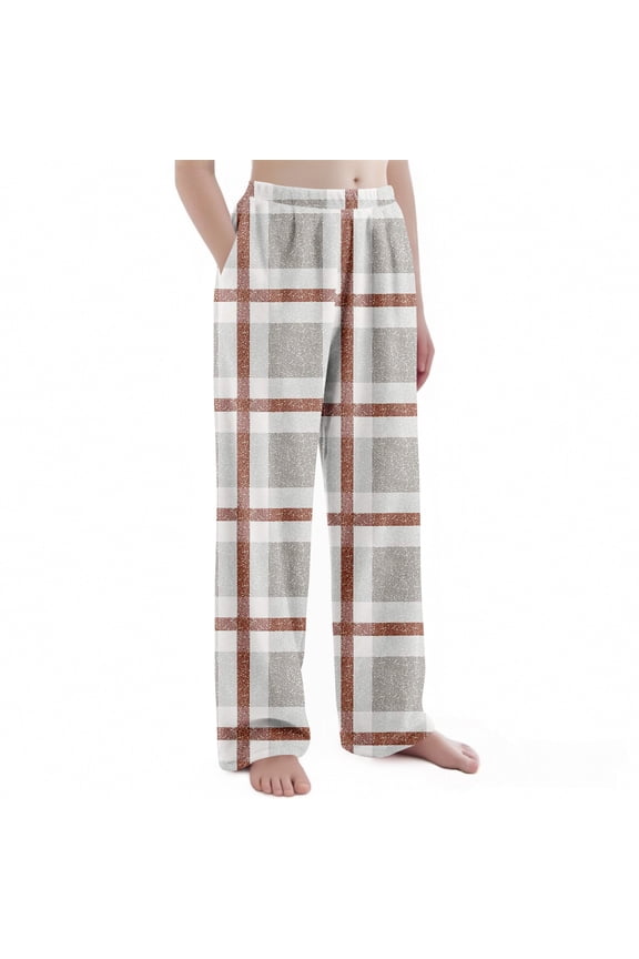 Girls Flannel Pajama Pants Size 7-8 Fleece Plaid Kids Pajamas Fall Elastic Waist Pjs for Teen Girls Cute Lounge Pants with Pockets