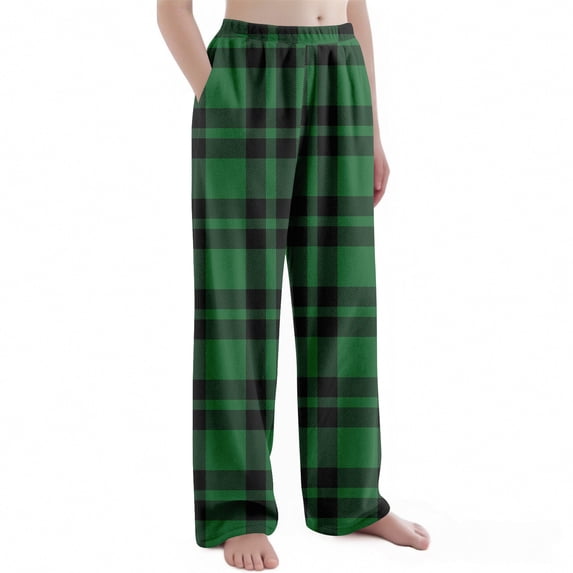 Abcomgle Girls Flannel Pajamas Size 8 Fleece Plaid Girls Christmas Pajamas Winter Elastic Waist Pj Pants Kids Fuzzy Lounge Pants with Pockets