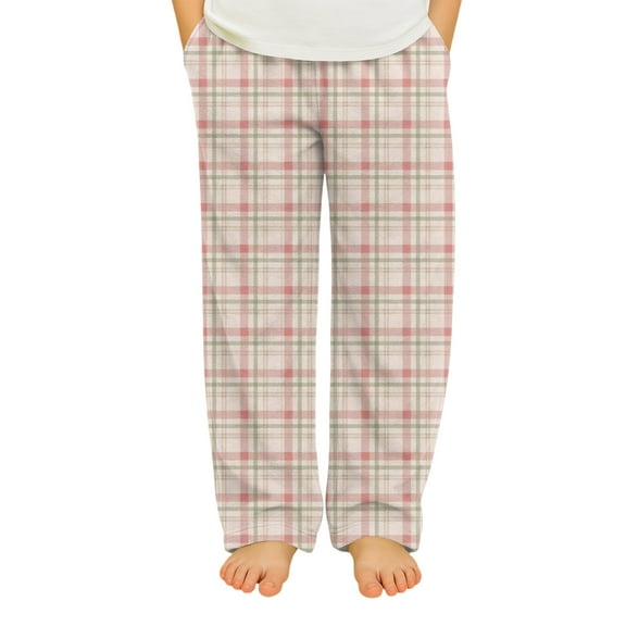 Abcomgle Girls Fleece Pajama Pants Size 10-12 Flannel Plaid Christmas Pajamas for Kids Fall Elastic Waist Pj Pants for Girls Casual Christmas Pajama Bottoms with Pockets