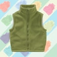 thumbnail image 1 of Abcomgle Girls Fleece Vest Full Zip Sleeveless Jacket Stand Collar Lightweight Kids Vest Girls Winter Thermal Fuzzy Outerwear with Pockets,9-10 Years Army Green, 1 of 3