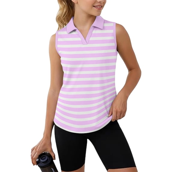 Abcomgle Girls Golf Polo Shirts 10-12 Sriped Colorblock V-Neck ...