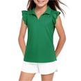 thumbnail image 1 of Abcomgle Girls Golf Shirts with Collar V-Neck Ruffle Short Sleeve Girls Golf Outfit Quick Dry Athletic Sports Polo for Girls, 1 of 6